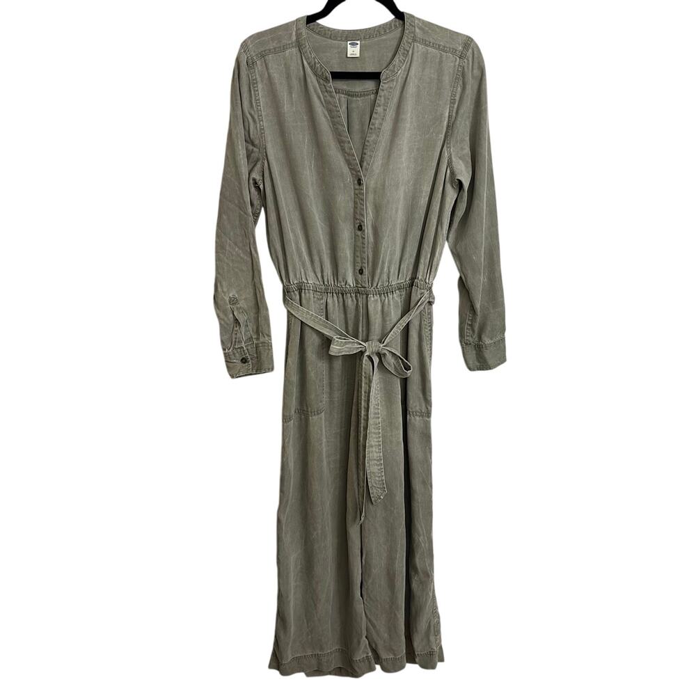 Old Navy Jumpsuit Womens M Frosted Olive Green Waist-Defined Utility Long Sleeve